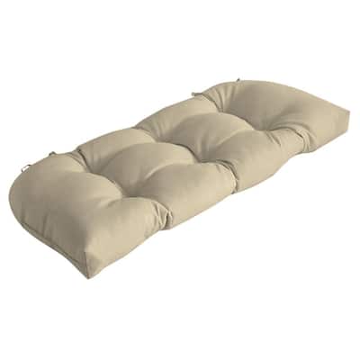 27" x 14" Outdoor Solid Ivory Tufted Cushion for Bench Swing Glider In