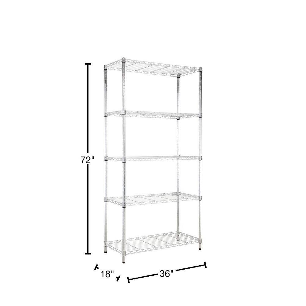 Chrome 5-Tier Adjustable Steel Utility Shelving Unit