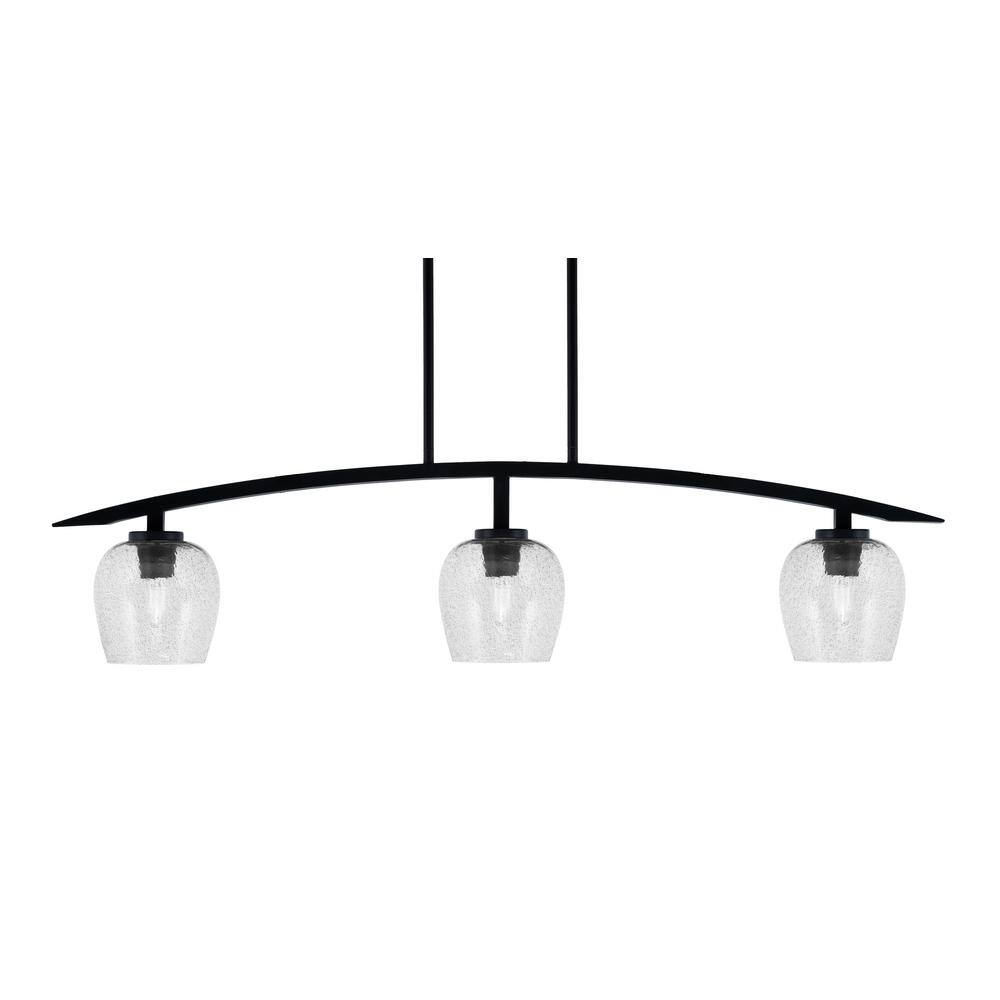 Siena 41 in. 3-Light Matte Black Chandelier with 6 in. Smoke Bubble Glass S