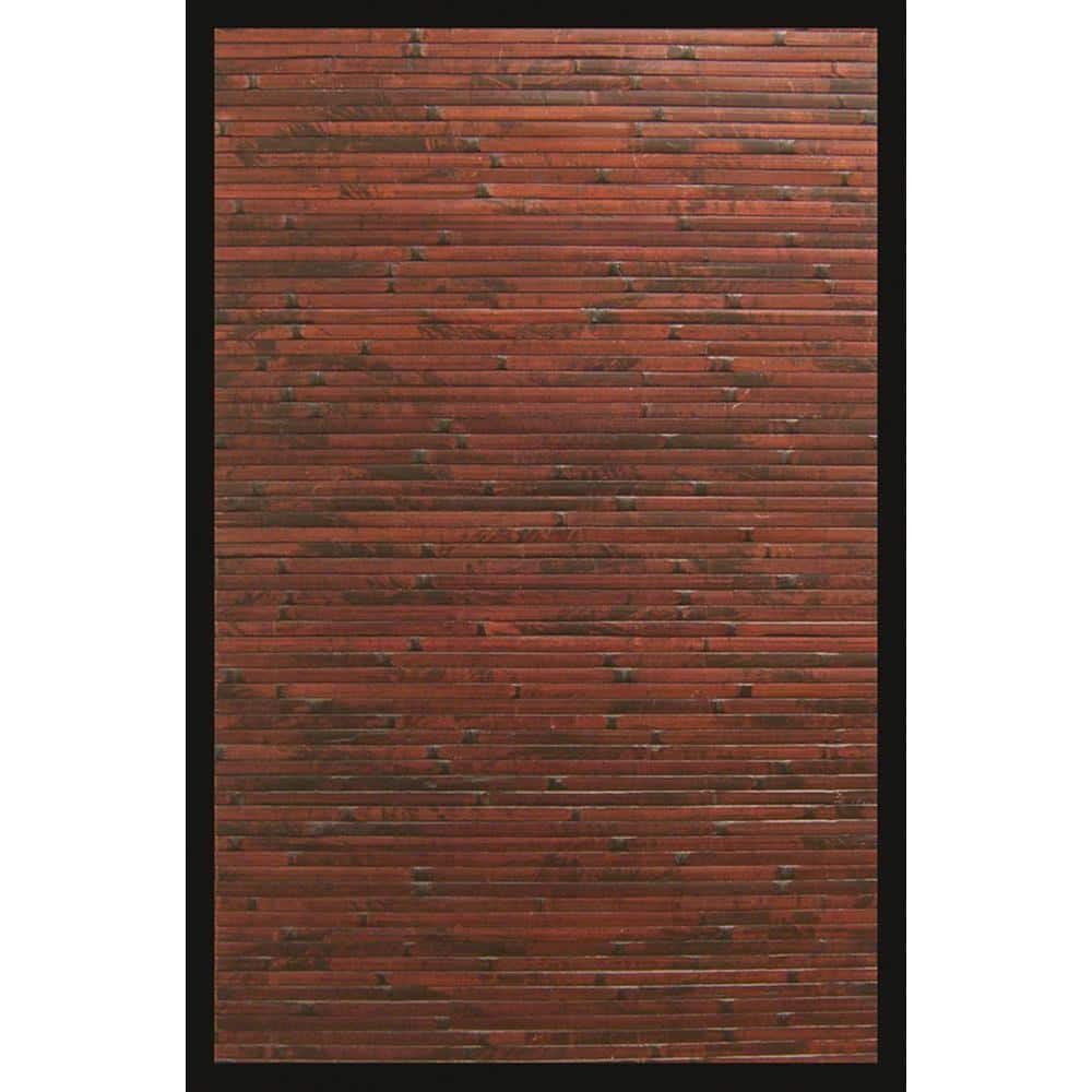 Cobblestone Mahogany Brown with Black Border 4 ft. x 6 ft. Area Rug