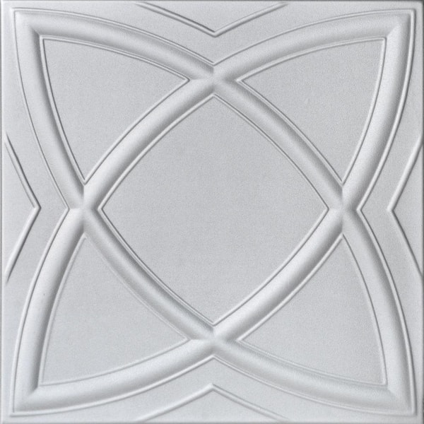 A La Maison Ceilings Elliptic Illusion 1.6 ft. x 1.6 ft. Glue Up Foam Ceiling Tile in Silver