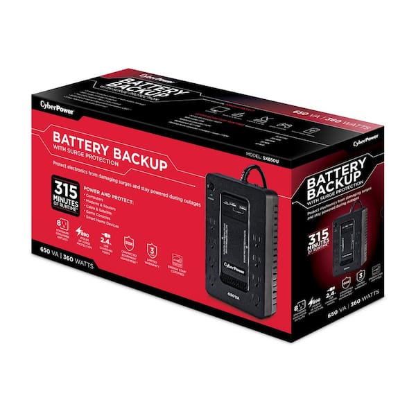 UPS Battery Backup and Surge Protector, 650VA 360W Backup Battery