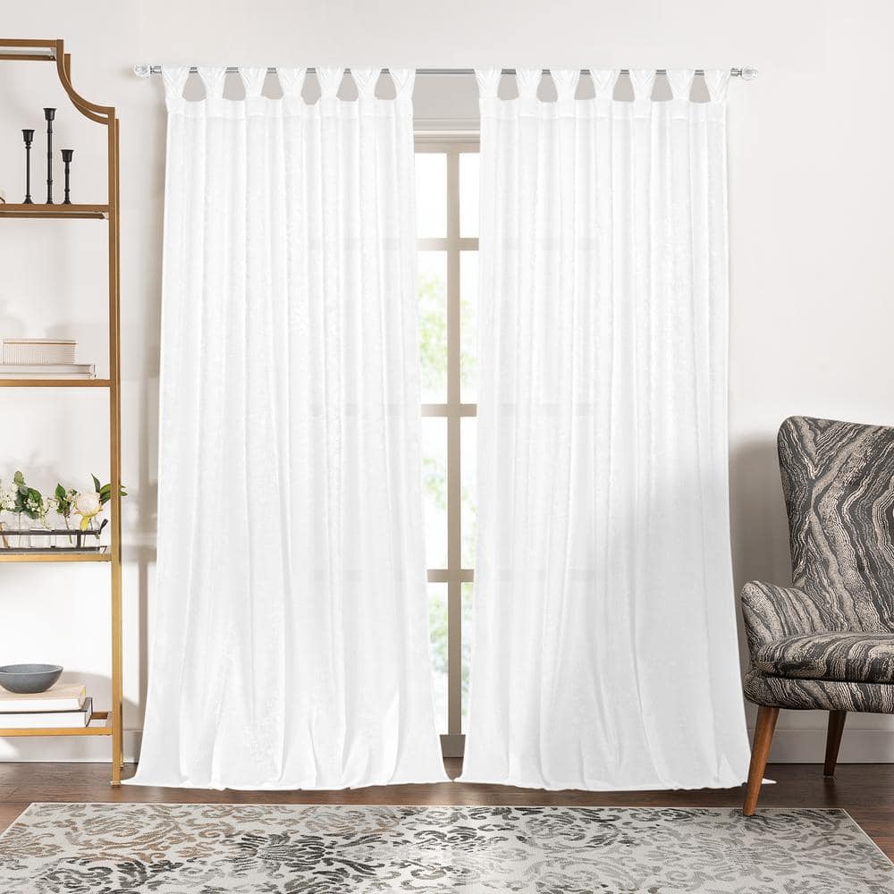 White Wide Crepe Georgette Tab Top Drapes