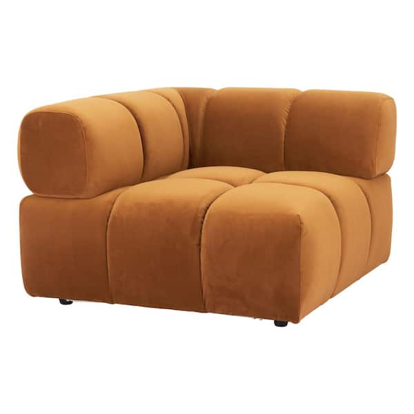 ZUO Rist 39.8 in. W. Straight Arm Velvet Modern Rectangle Sofa in. Brown