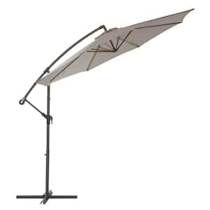 9.5 ft. Steel Cantilever UV Resistant Offset Patio Umbrella in Sand Grey