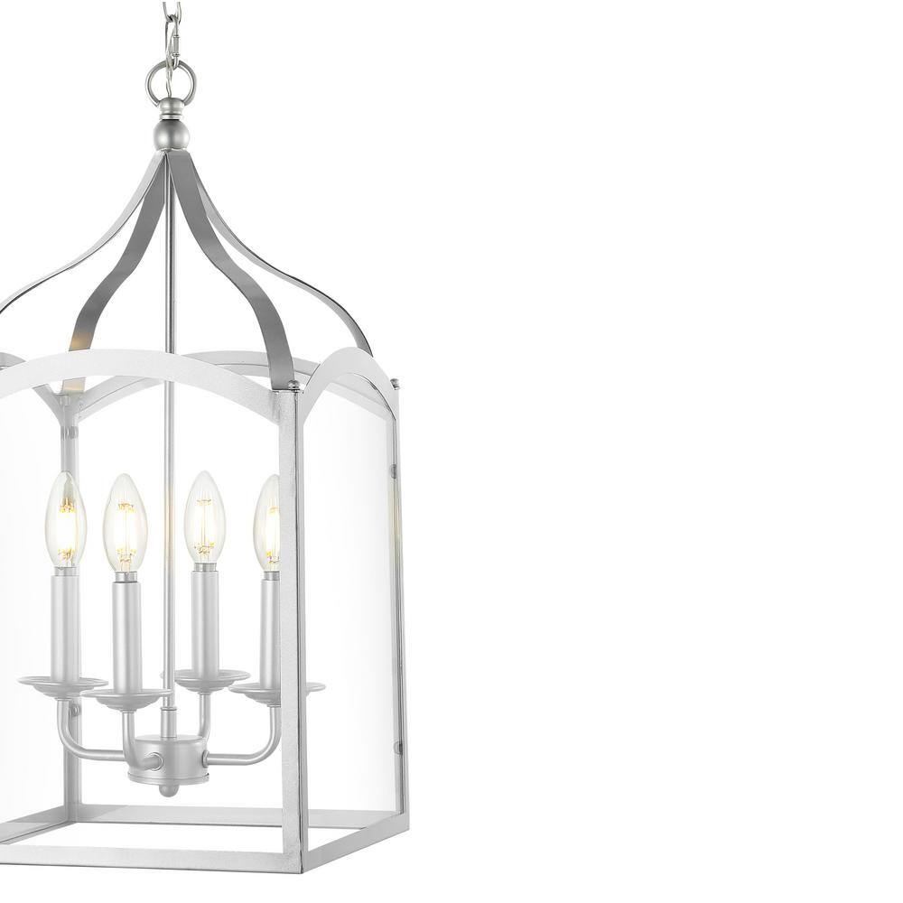 Ruth 4-Light Silver Glass LED Lantern Chandelier