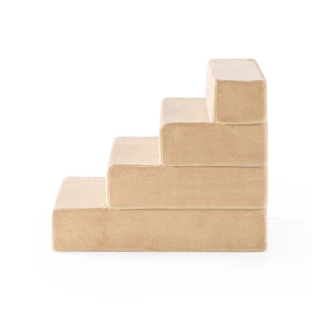Beige 22" High-Density Foam 4-Step Pet Stairs