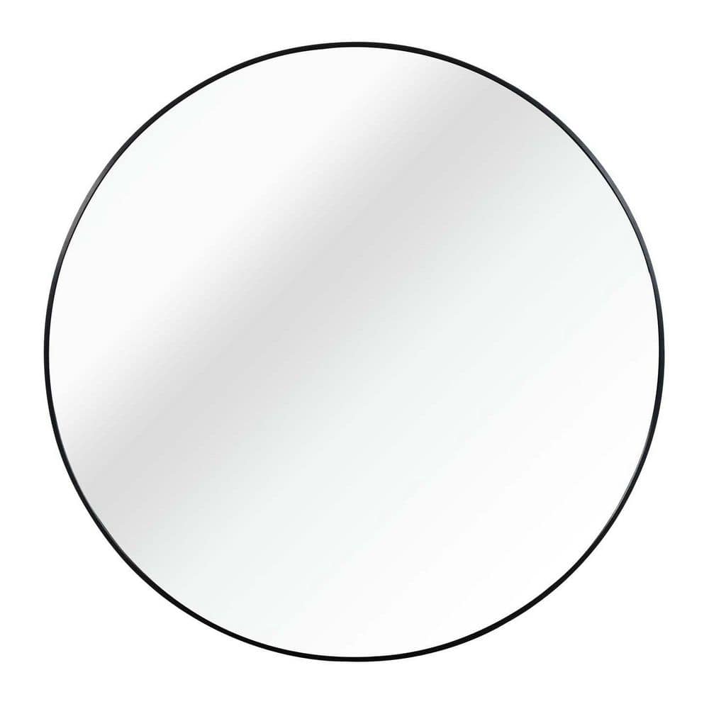 Black 42 in W x 42 in. H Metal Round Bathroom Mirror Circle Mirror Framed M