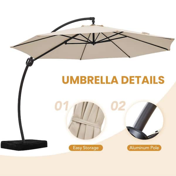 11 ft aluminum patio umbrella in cashew 11' Market Umbrella, Cast Ash this patio cantilever umbrella has a powerful rotation + height adjustment function Furio 11 ft Aluminum Offset