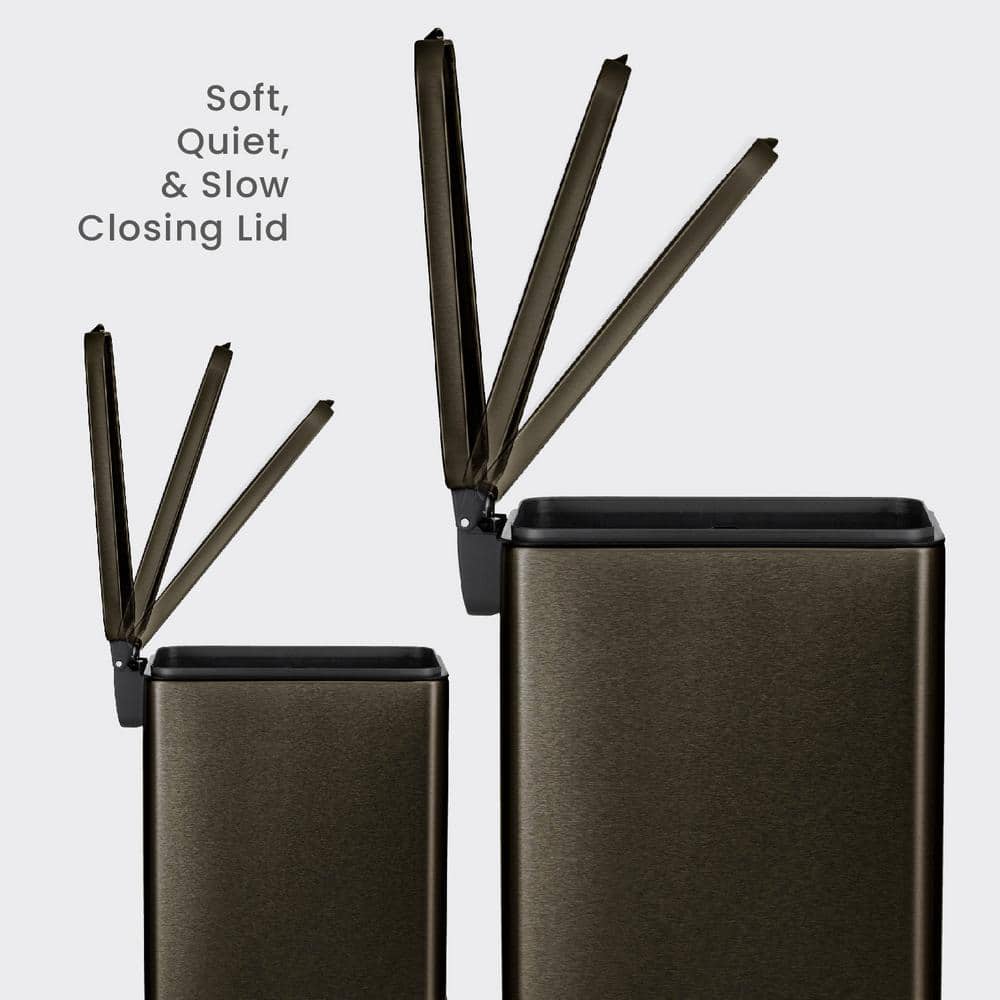 Black Stainless Steel Slim Pedal Trash Can Combo Set