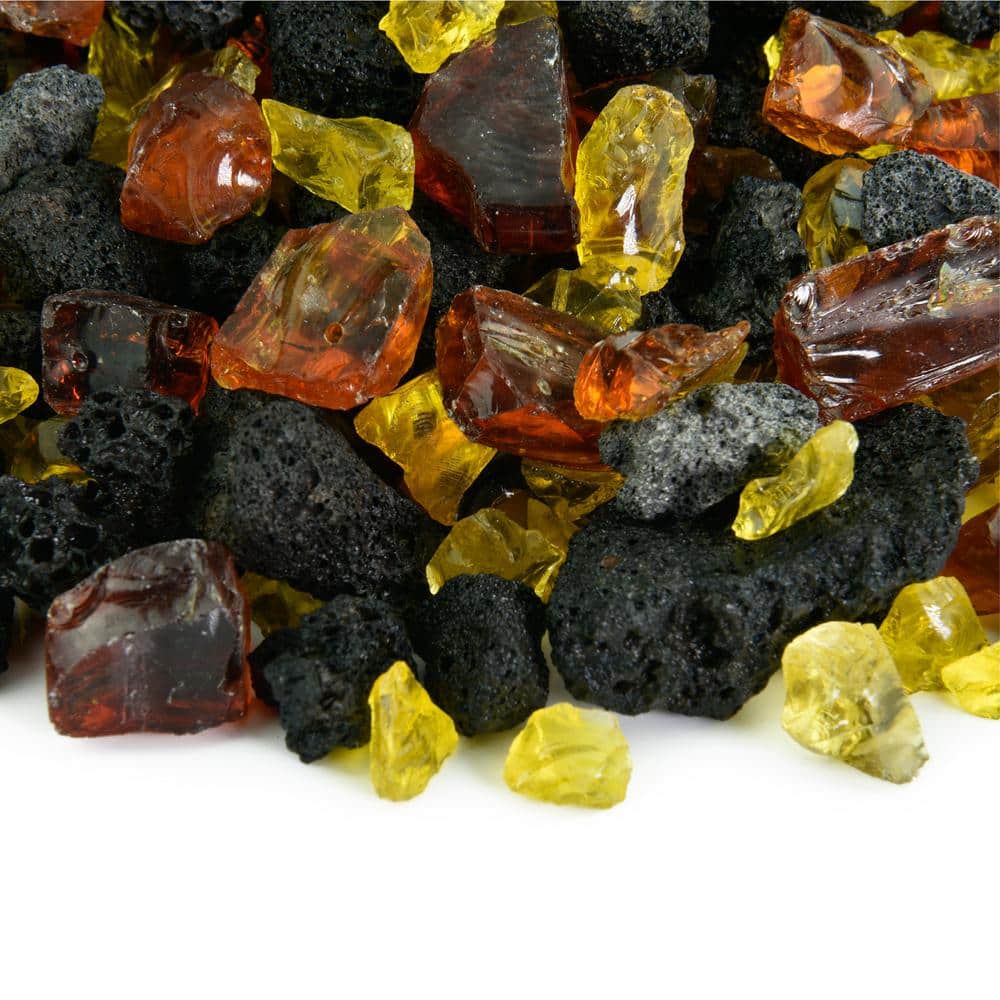 Fire Pit Essentials 3/8 in. to 3/4 in. 10 lbs. Oahu Sunflower Fire Glass & Lava  Blend for Indoor and Outdoor Fire Pits or Fireplaces 01-0339