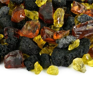 3/8 in. to 3/4 in. 10 lbs. Oahu Sunflower Fire Glass & Lava Blend for Indoor and Outdoor Fire Pits or Fireplaces
