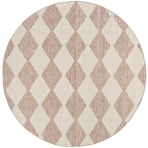 Positano Beige 5 ft. Round x 5 ft. Diamond Contemporary Round Area Rug