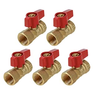 1 in. FIP Brass Gas Ball Valve with Red Aluminum Alloy Handle (Pack of 5)