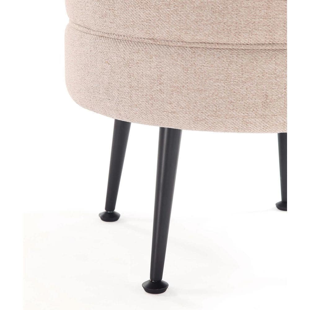 Bailey Oatmeal Woven Upholstered Ottoman with Black Legs