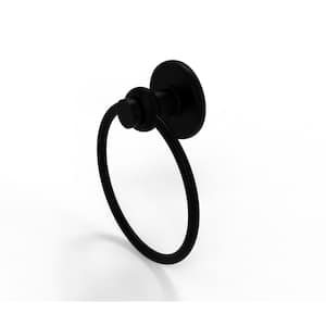Mercury Collection Towel Ring with Twist Accent in Matte Black