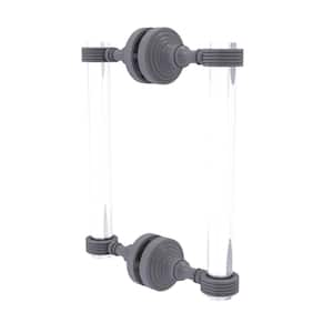 Pacific Grove 8 in. Back to Back Shower Door Pull with Groovy Accents in Matte Gray