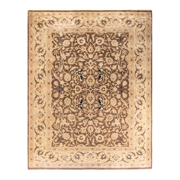 Eclectic 9 ft. x 12 ft. Brown  Floral Wool Indoor Area Rug
