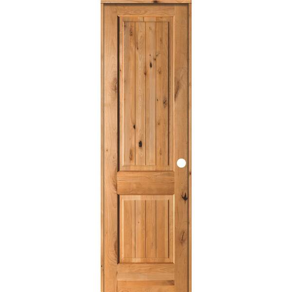 Krosswood Doors 24 in. x 96 in. Knotty Alder 2 Panel Left-Hand Square ...