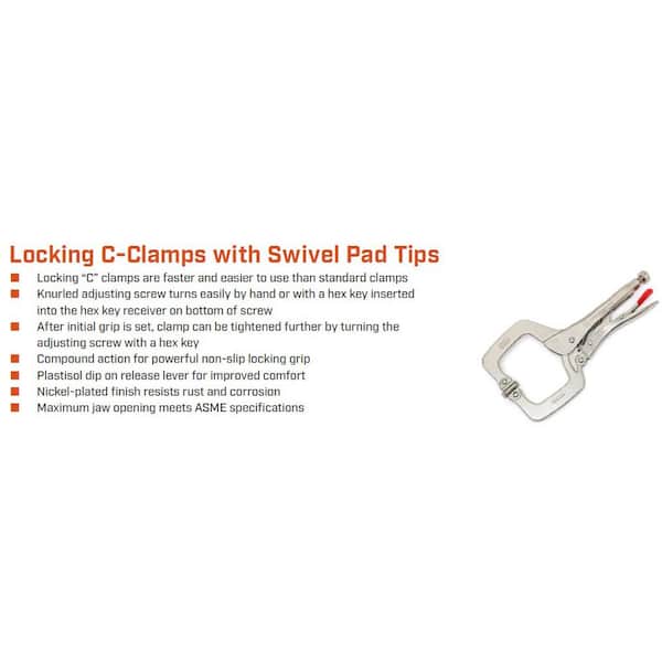 Vise-Grip The Original Locking C-Clamp with Swivel Pads, 11
