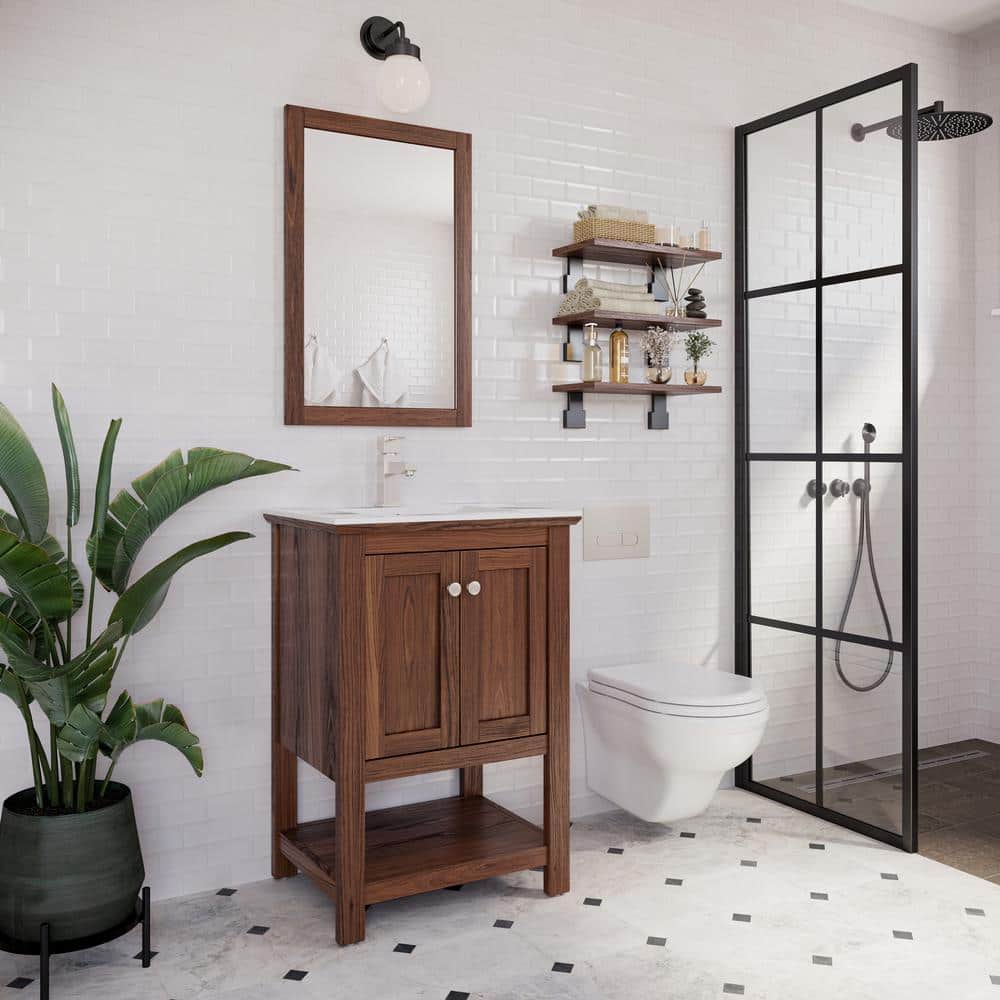 Manchester Warm Walnut 24" Freestanding Single Sink Vanity