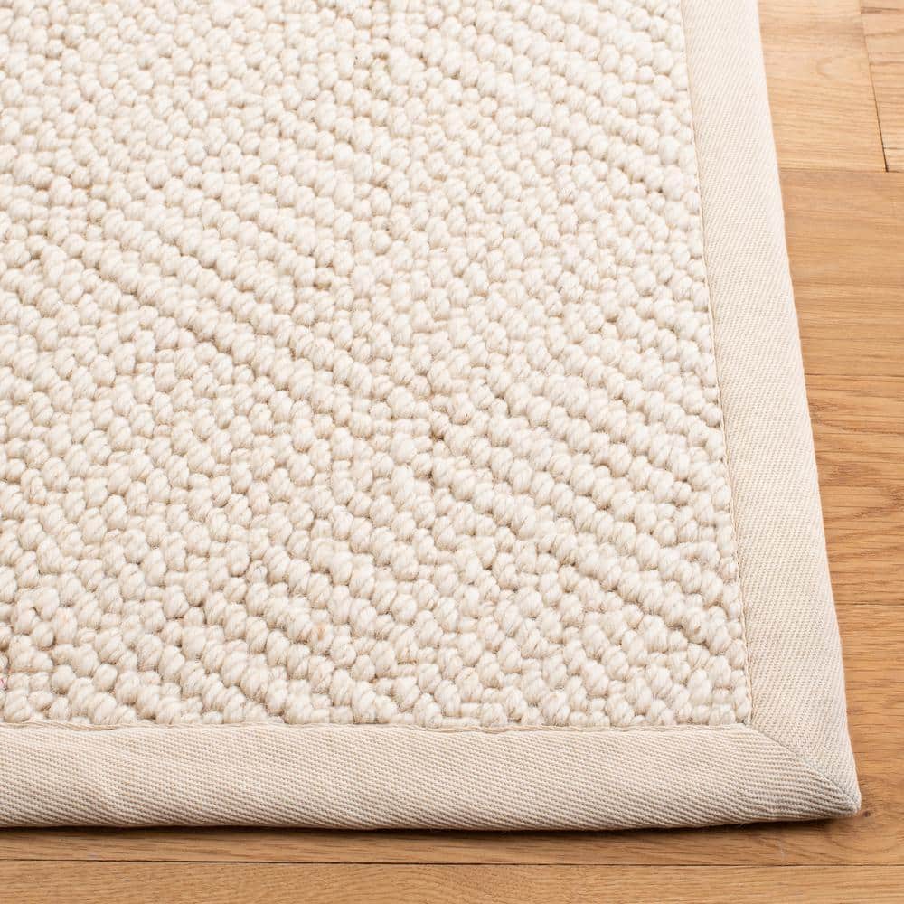 Ivory Flat Woven Wool Area Rug, 8' x 10'