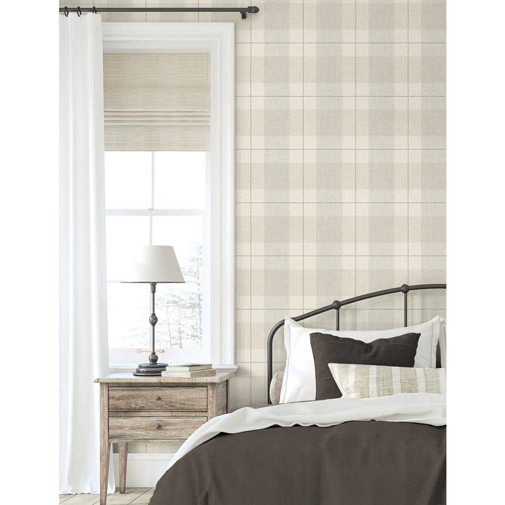 Neutral Plaid Peel and Stick Vinyl Wallpaper Roll