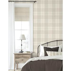 Neutral Lenox Hill Plaid Vinyl Peel and Stick Wallpaper Roll (30.75 sq. ft.)