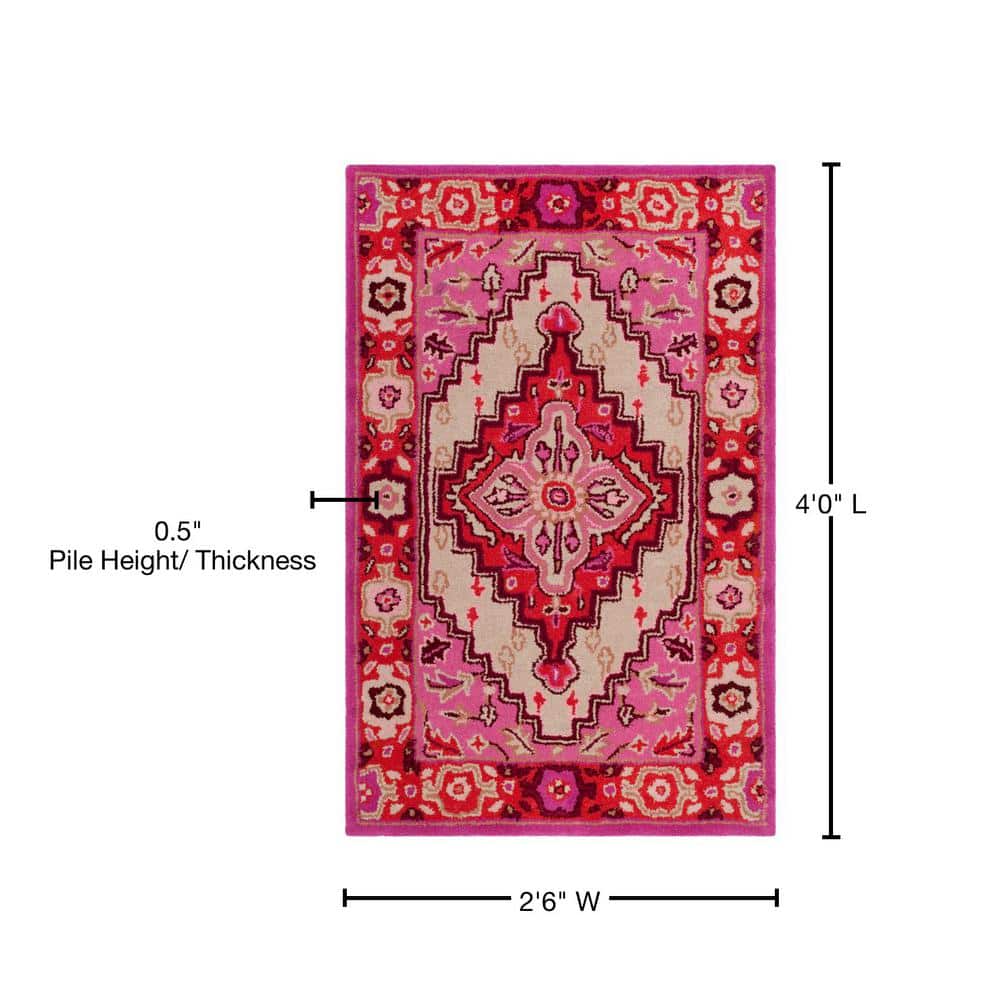 Bellagio Fusion Red-Pink Hand-Tufted Wool Area Rug - 2'6" x 4'