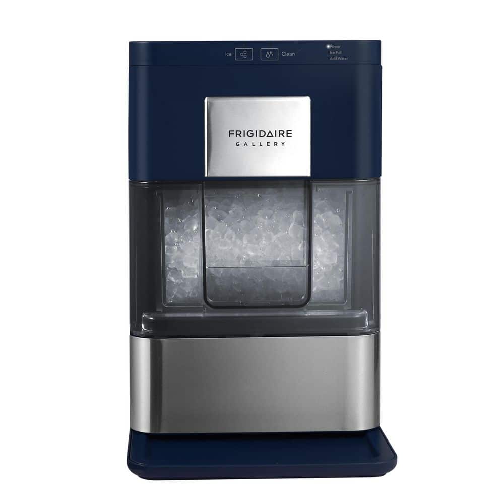 10 in. 44 lbs. Countertop Portable Nugget Ice Maker in Navy with Stainless Steel Accents