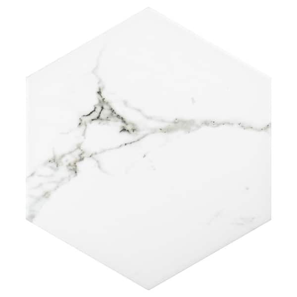 Merola Tile Timeless Calacatta Hex 8-5/8 in. x 9-7/8 in. Porcelain Floor and Wall Take Home Tile Sample