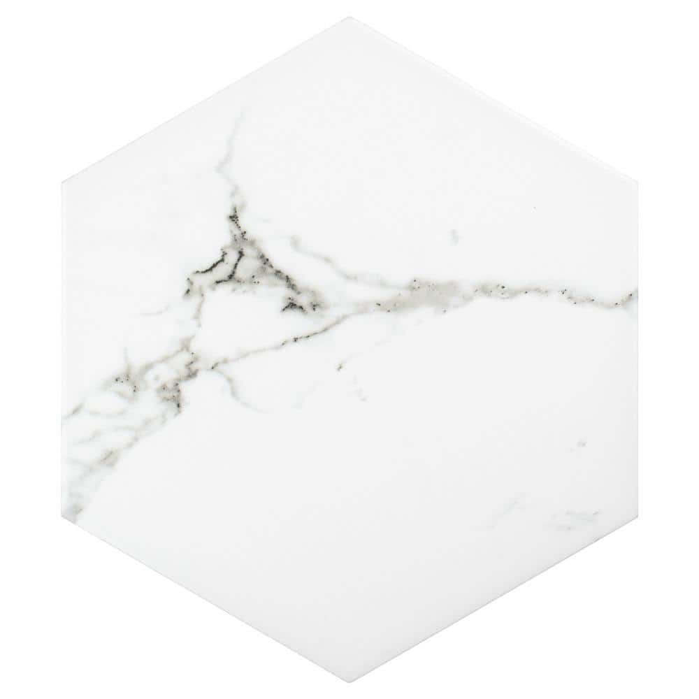 Merola Tile Timeless Calacatta Hex 8-5/8 in. x 9-7/8 in. Porcelain