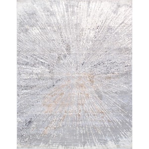 Starburst White 10 ft. x 14 ft. Polypropylene and Polyester Abstract Area Rug