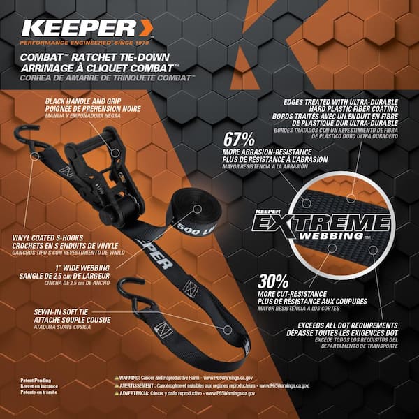 Extreme Webbing Combat Tie Down Strap 14 ft. x 1 in. 500 lbs with S Hook (4-Pack)
