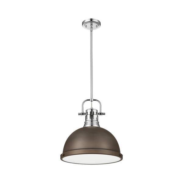 Golden Lighting - Duncan 100-Watt 1-Light Chrome Pendant Light with Steel Shade