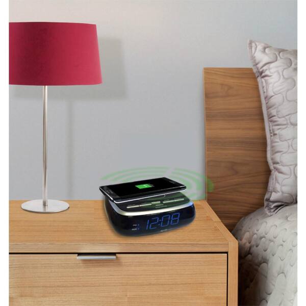 SXE Wireless Charging Blue LED Clock with Alarm