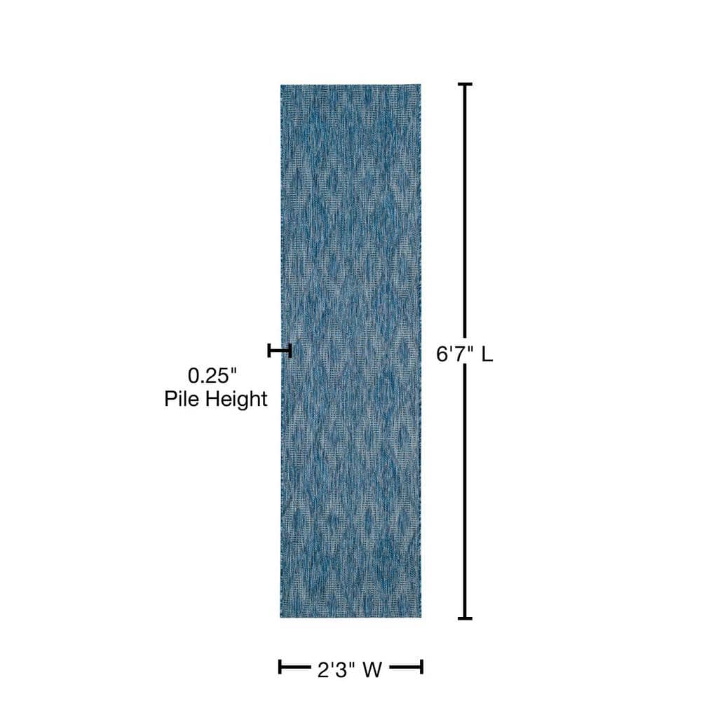 Navy Elegance 27" Synthetic Easy-Care Indoor/Outdoor Runner Rug