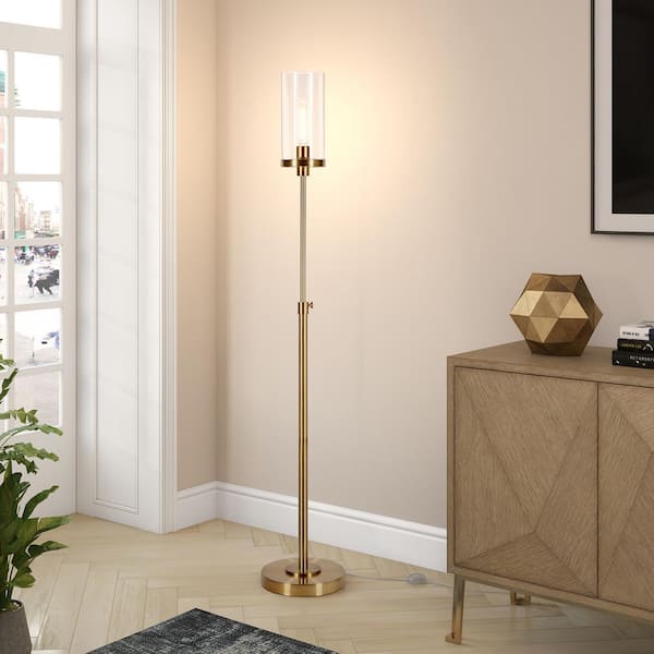 Frieda 66 in. Brass Floor Lamp Clear Glass