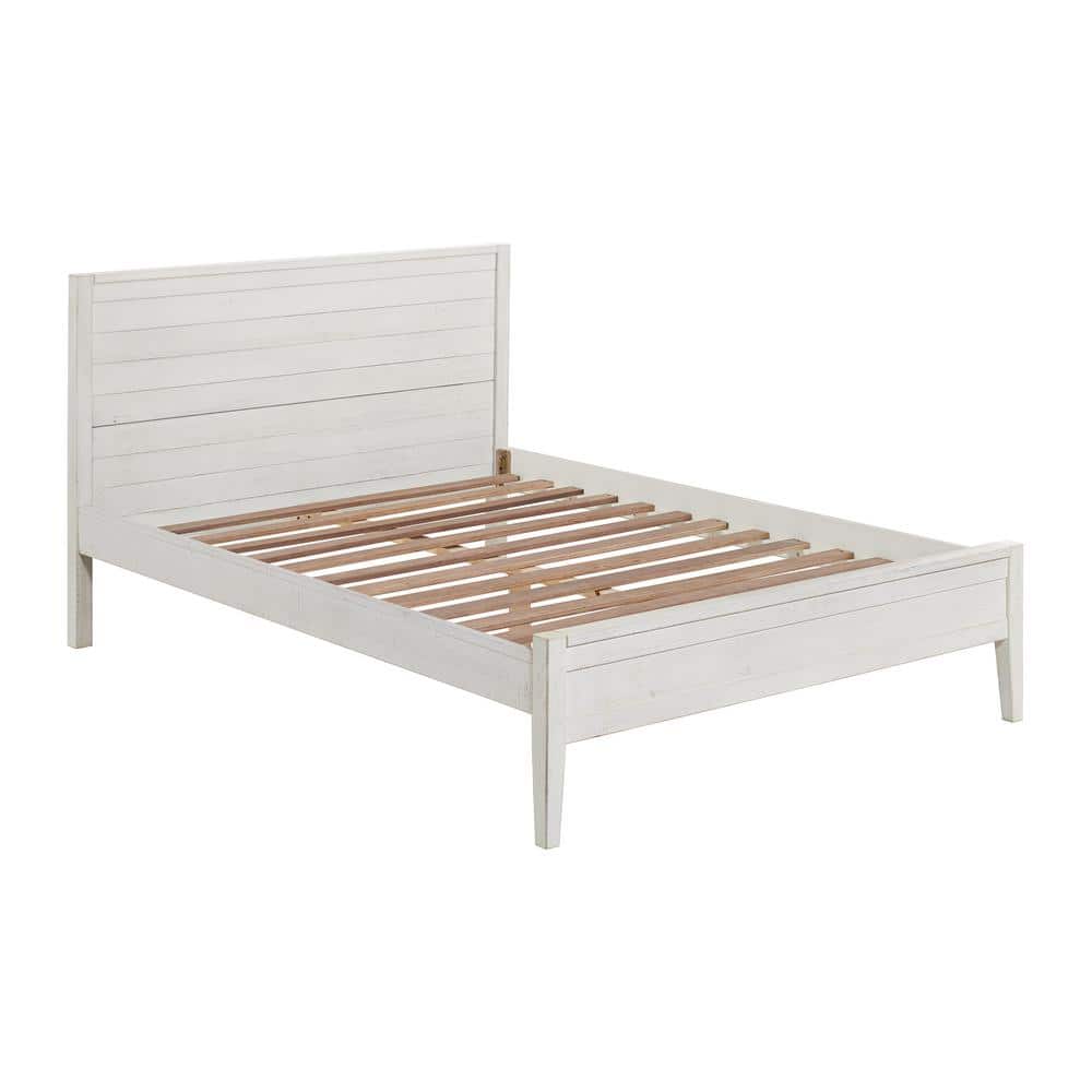 Driftwood White Pine Full Platform Bed with Drawer and Slats