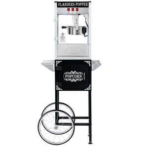850-Watt 8 oz. Black Single Door Popcorn Machine with Stand