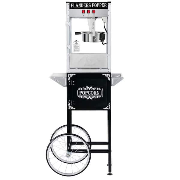 Karl home 850-Watt 8 oz. Black Single Door Popcorn Machine with Stand