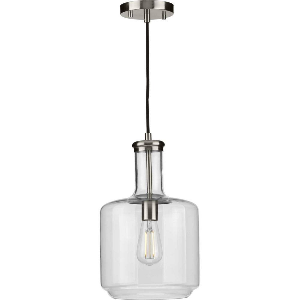 Latrobe Brushed Nickel Pendant with Clear Glass Shade