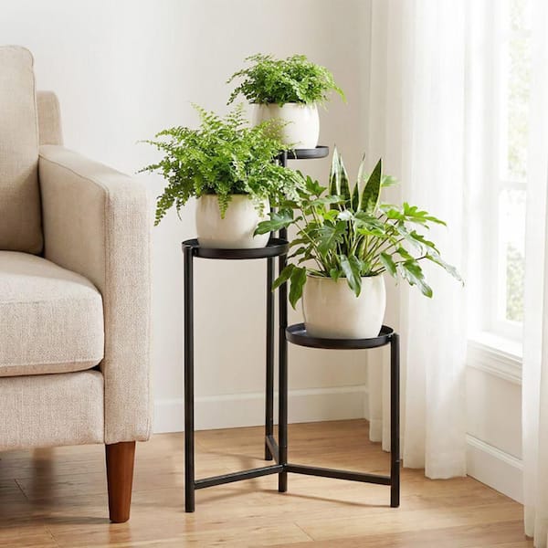 3-Tier Iron Plant Stand Indoor Outdoor Tall Corner Flower Pot