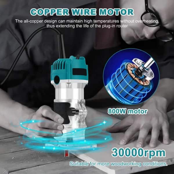 5 Amp Corded Electric Trim Router, Multifunctional Woodworking Electric Trimming
