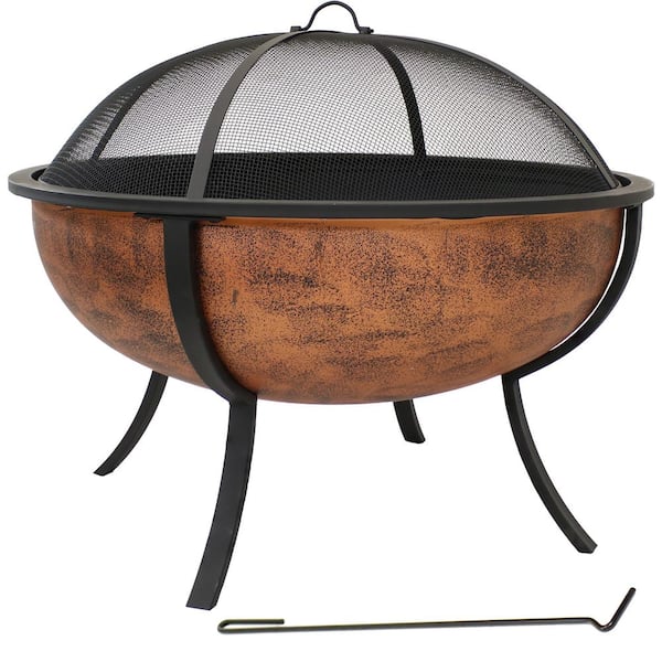 Sunnydaze 25.75 in. Copper Raised Outdoor Fire Pit Bowl with