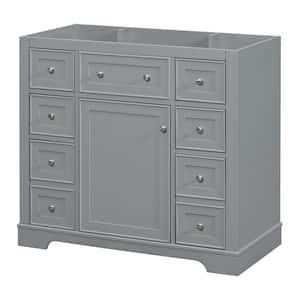 35.60 in. W x 17.90 in. D x 33.40 in. H Bath Vanity Cabinet without Top in Gray, 1 Cabinet and 6 Drawers