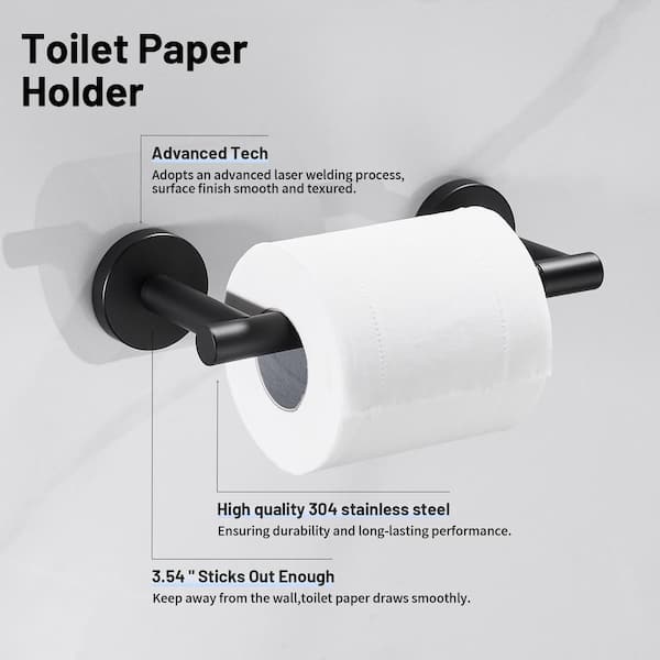 Deluxe Wall Mount Pivot Arm Toilet Paper Holder Bath Hardware Accessory in Matte Black
