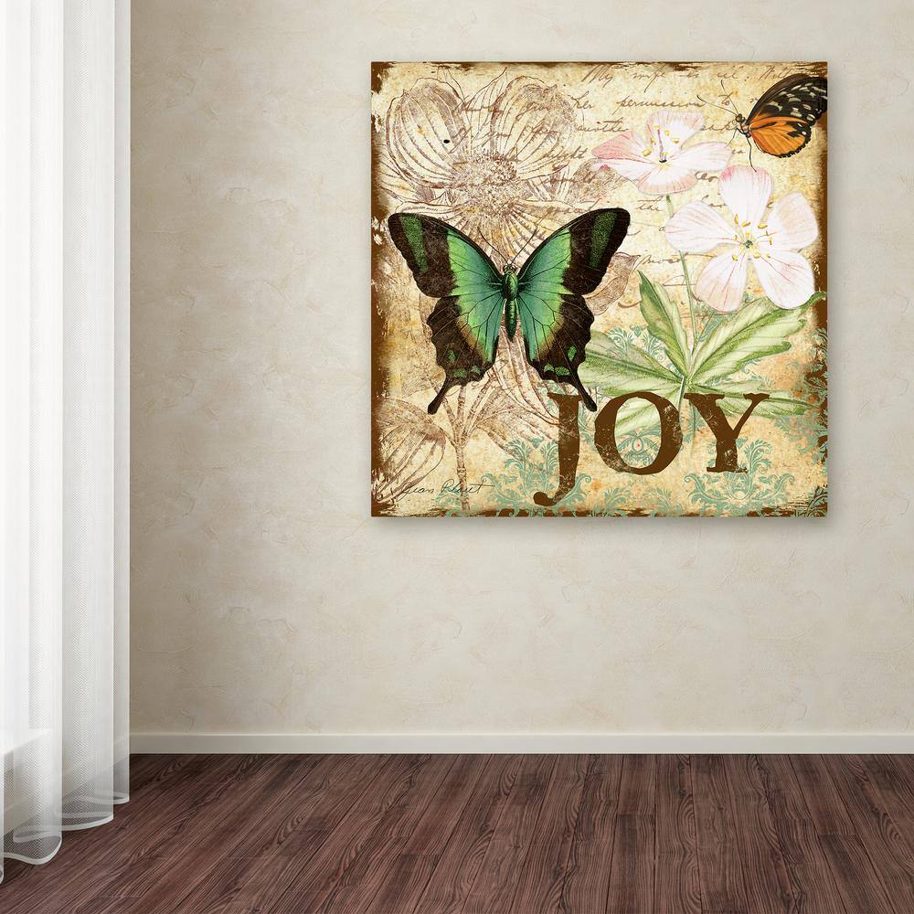 Jean Plout 'Butterflies 4' Green and Brown Canvas Art