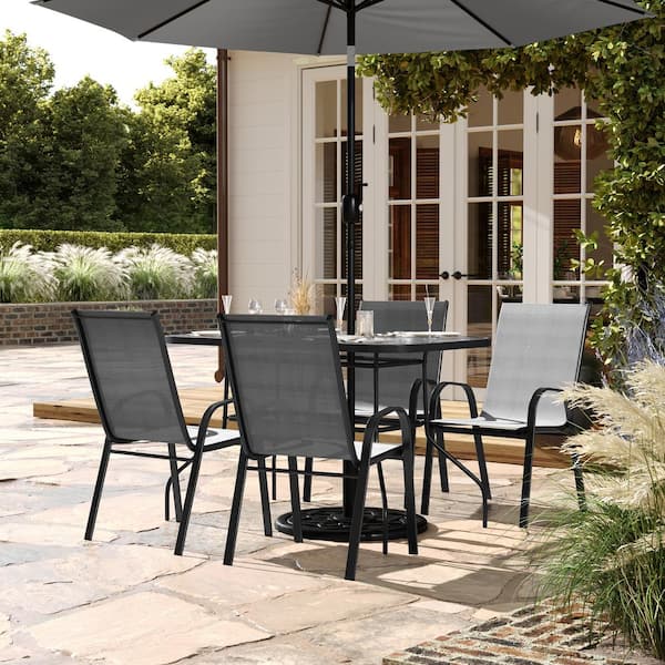 Carnegy Avenue Black 5-Piece Metal Patio Conversation Set