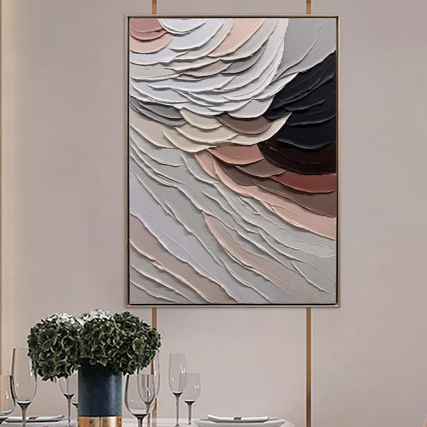 "Lilt" Framed Abstract Wall Art Print Hand Painted 48 in. x 36 in.